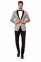 Men’s One Button Closure Grey Suit Jacket + Pants Combination – Black Dress Pants
