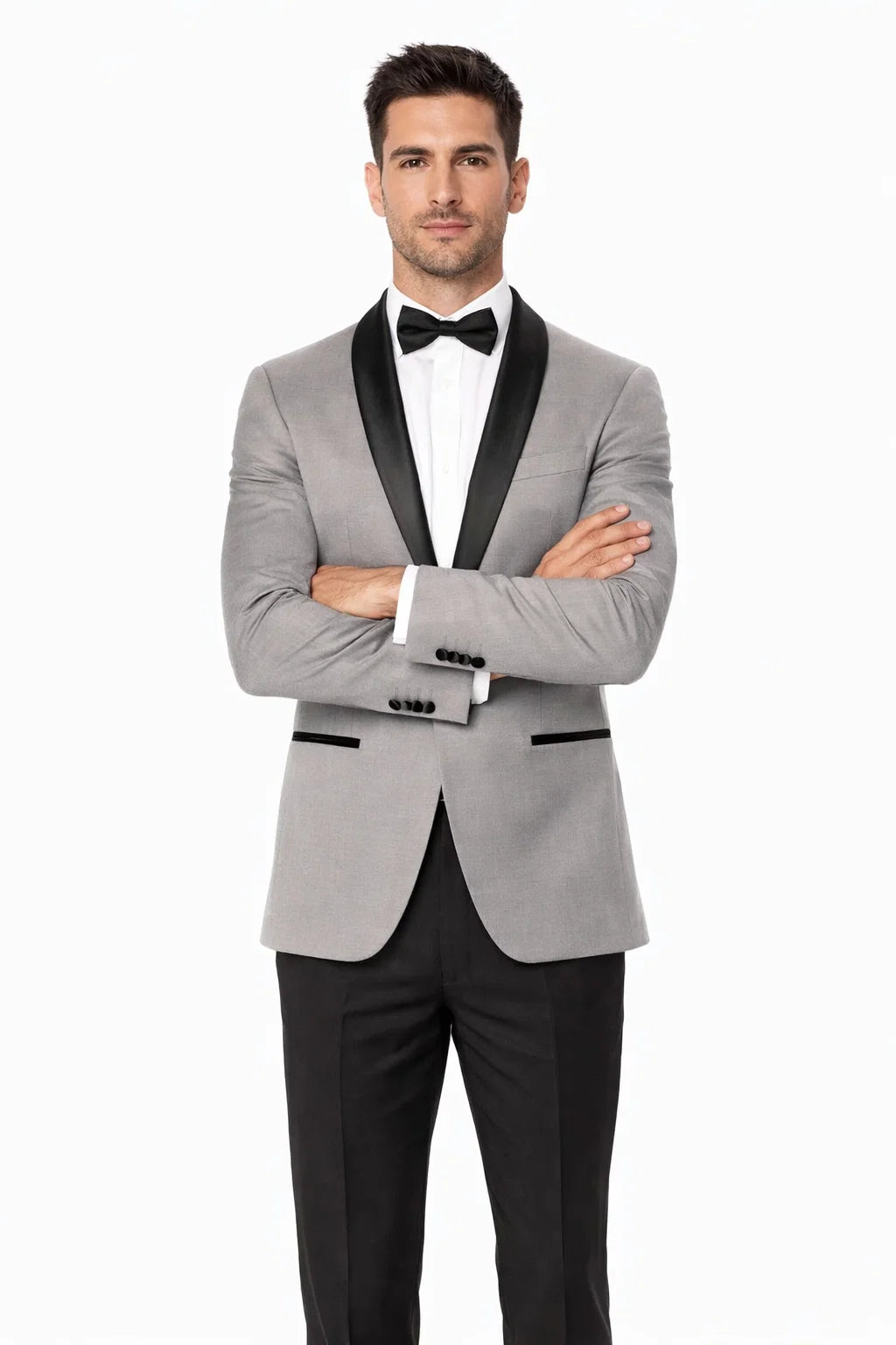 Grey and Black Suit - Gray Tuxedo - Two Pieces Mens Suit