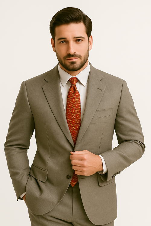 Mens Regal Fit Suit - Beige Suit