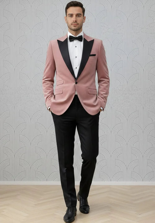Pink Tuxedo for Men– Premium Satin Lapel Formal Suit
