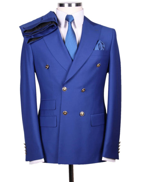 Mens Wool Business Suits For Men - Wool Fabric "Cobalt Blue" Suit