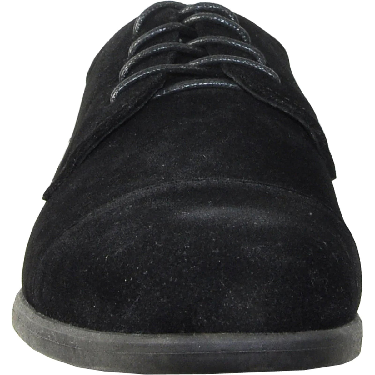 Bravo Mens Formal Suede Style Wedding & Prom Cap Toe Dress Shoe in Black