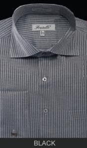 Mens Black Striped Dress Shirt - AlbertoNardoniStore