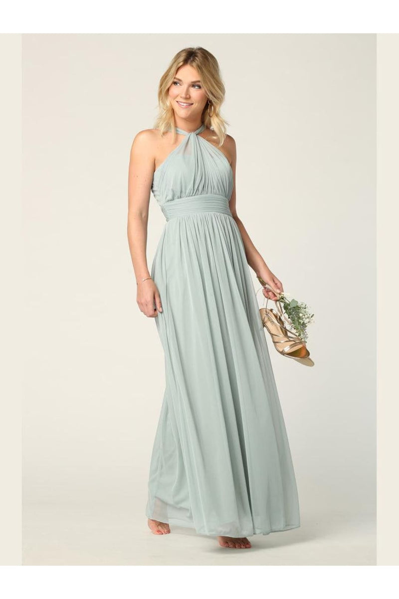 Eva USA 3206 Halter Long Bridesmaids Dress