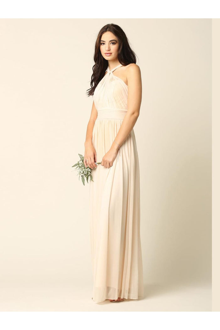 Eva USA 3206 Halter Long Bridesmaids Dress