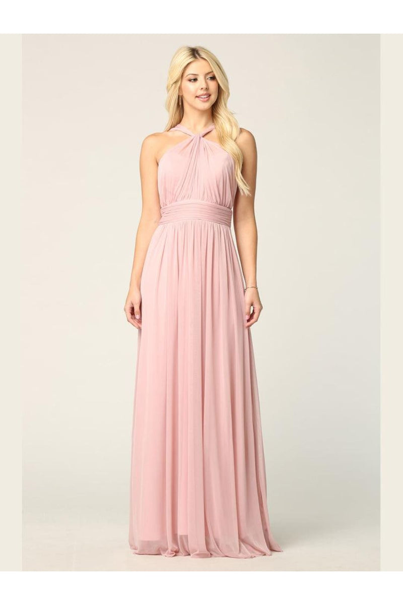 Eva USA 3206 Halter Long Bridesmaids Dress
