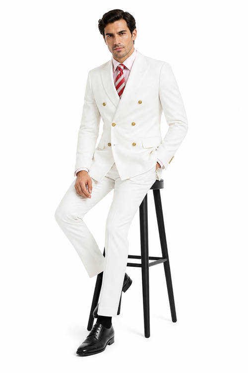 High Quality Designer Casual Cheap Priced Fashion Blazer Dress Jacket Off White Men's Double Breasted Suits Jacket Blazer With Peak Lapels