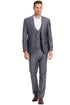 "Sharkskin Suit Men's Charcoal Grey Windowpane Plaid - Two Button Vested Peak Lapel"