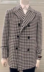 Houndstooth Overcoat - Houndstooth Topcoat - Houndstooth Checker Car Coat - AlbertoNardoniStore