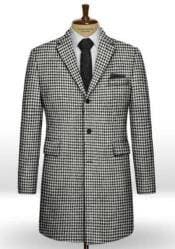 Houndstooth Overcoat - Houndstooth Topcoat - Houndstooth Checker Car Coat - AlbertoNardoniStore