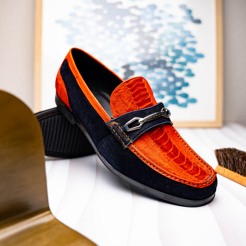 Marco Di Milano Hugo Orange Navy Leather Dress Shoe