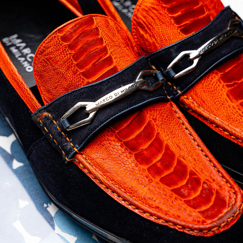 Marco Di Milano Hugo Orange Navy Leather Dress Shoe