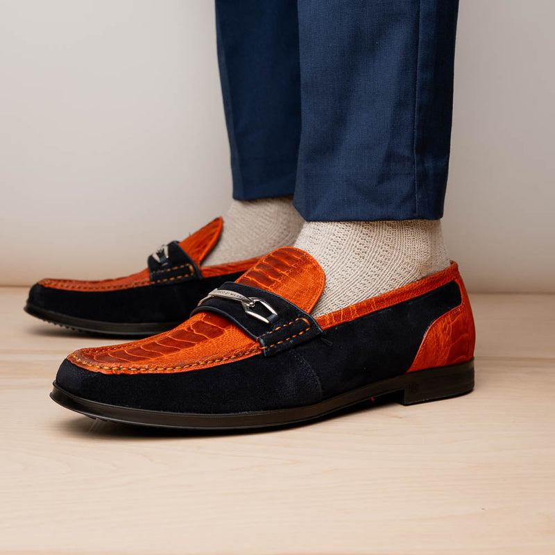 Marco Di Milano Hugo Orange Navy Leather Dress Shoe