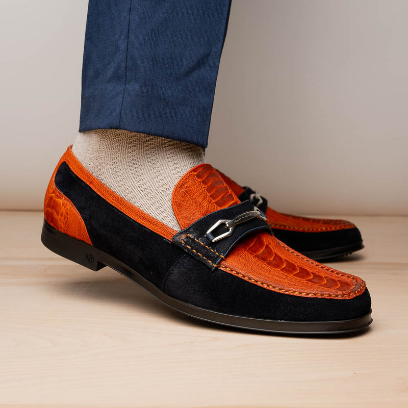 Marco Di Milano Hugo Orange Navy Leather Dress Shoe