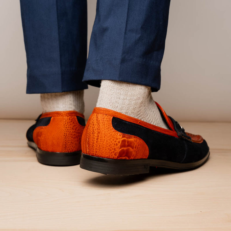 Marco Di Milano Hugo Orange Navy Leather Dress Shoe