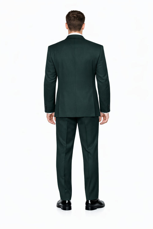 Mens Classic Wool Double Breasted Fit Suit in Hunter Green