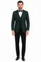 Dark Green Tuxedo - Men's Designer Vested Satin Trim Shawl Wedding Hunter Green Prom Tuxedo