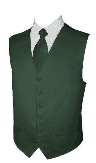 Hunter Green Satin Vest in Poly-Satin. Full back, six buttons adjustable vest with two real pockets. The lining - AlbertoNardoniStore