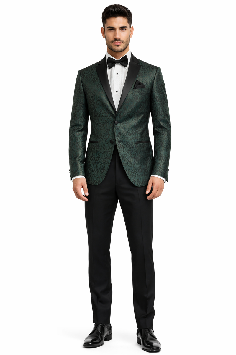 Hunter Green Tuxedo Suit - Paisley Suit - Floral Suit - Olive Tuxedo