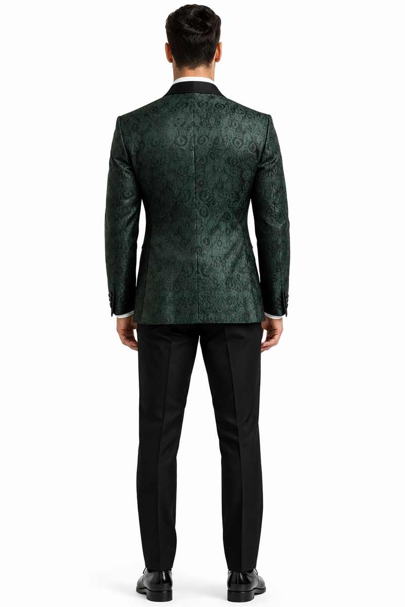 Hunter Green Tuxedo Suit - Paisley Suit - Floral Suit - Olive Tuxedo