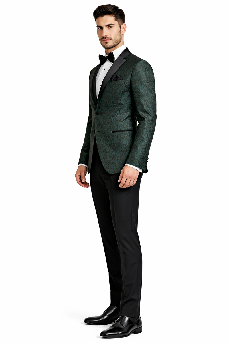 Hunter Green Tuxedo Suit - Paisley Suit - Floral Suit - Olive Tuxedo