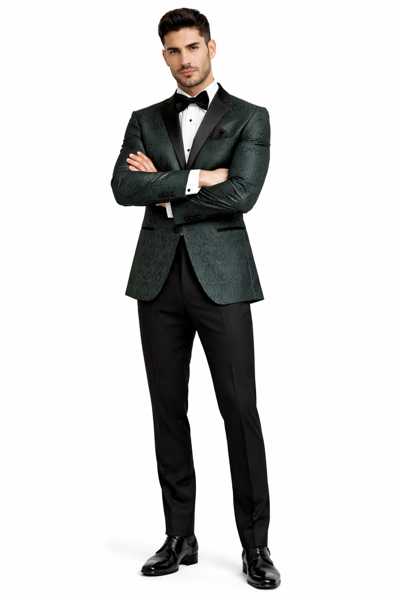 Hunter Green Tuxedo Suit - Paisley Suit - Floral Suit - Olive Tuxedo