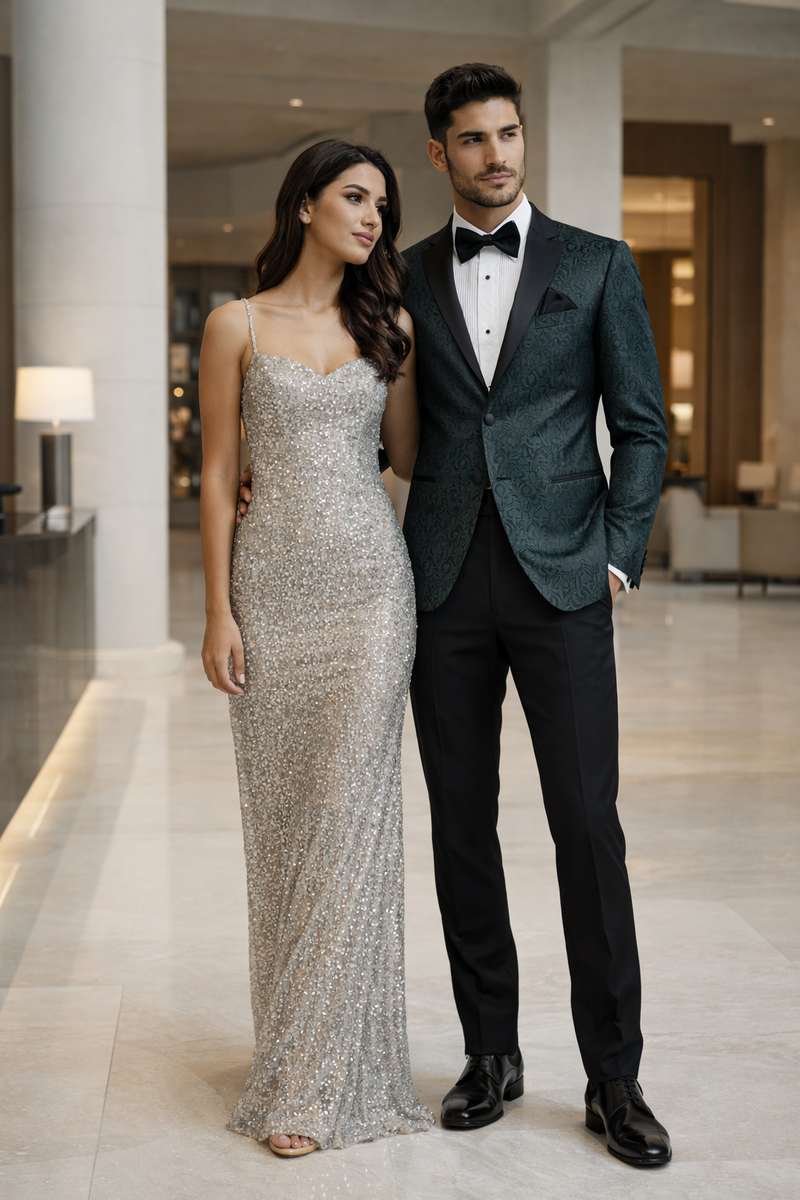 Hunter Green Tuxedo Suit - Paisley Suit - Floral Suit - Olive Tuxedo