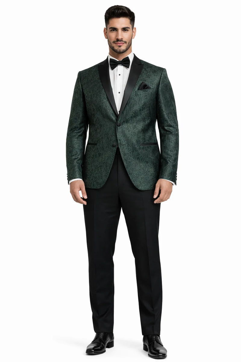 Hunter Green Tuxedo Suit - Paisley Suit - Floral Suit - Olive Tuxedo
