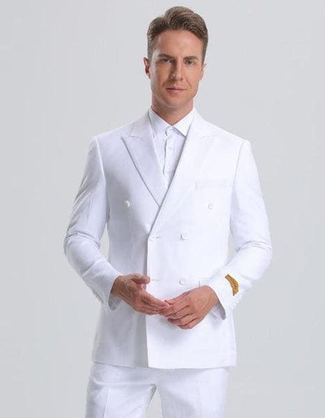 White Double Breasted Suits - AlbertoNardoniStore
