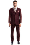 "Burgundy Slim Fit Men's Wedding Suit - Two Button Basic Vested"