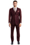 "Burgundy Slim Fit Men's Wedding Suit - Two Button Basic Vested"
