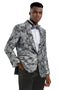 Mens Gray Tuxedo - Grey Wedding Suit-Mens Slim Fit Paisely Prom Tuxedo Jacket In Charcoal & Silver Grey