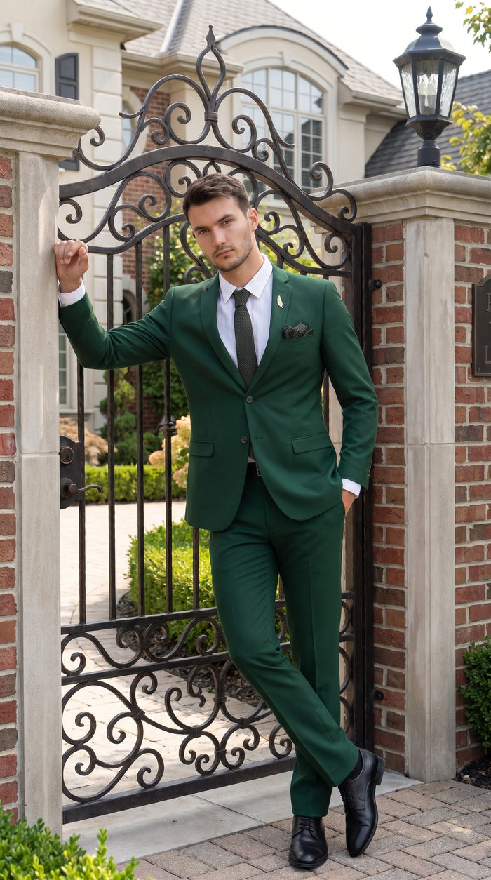 Men’s Emerald Green Slim Fit Wedding Suit, Groom and Groomsmen Formal Dress Suit