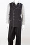 "Black Denim Vest and Pant Set - Men's Double Breasted Peak Lapel"