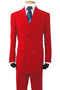 "Red Double Breasted Poplin Suit - Classic Fit for Men"