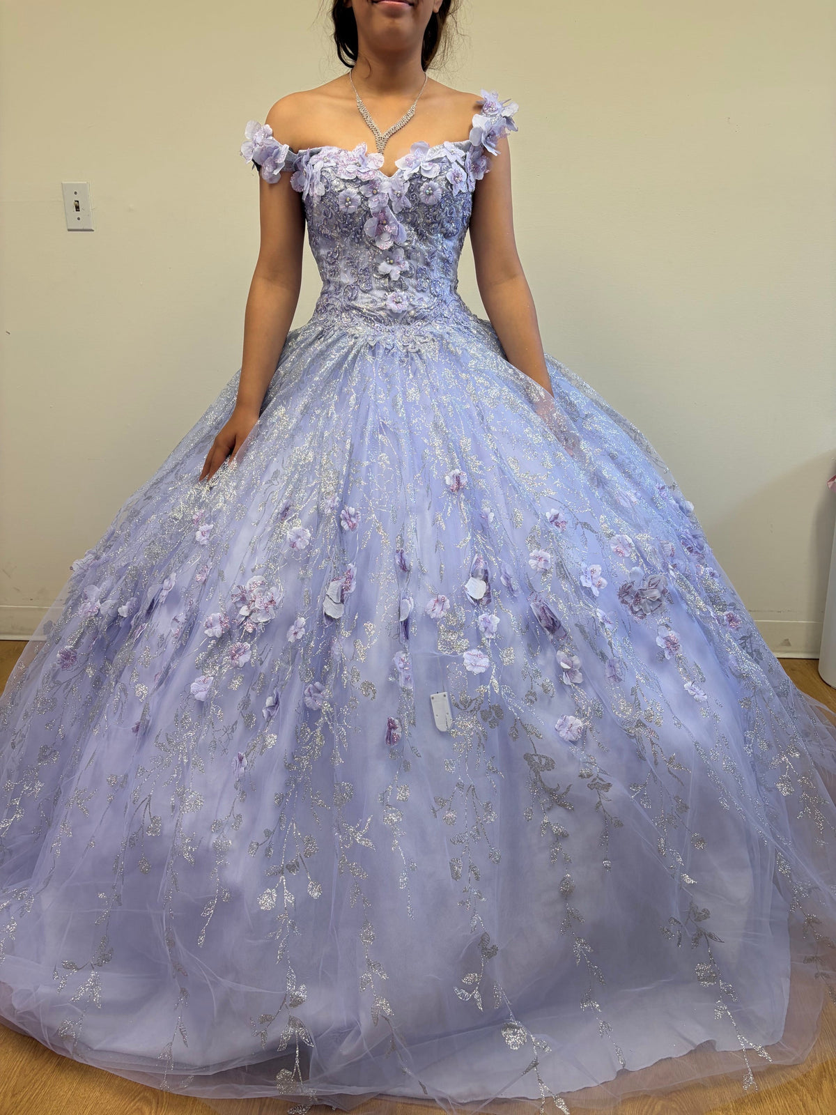 Layla K LK198 Off Shoulder Light Up Floral Quince Ball Gown