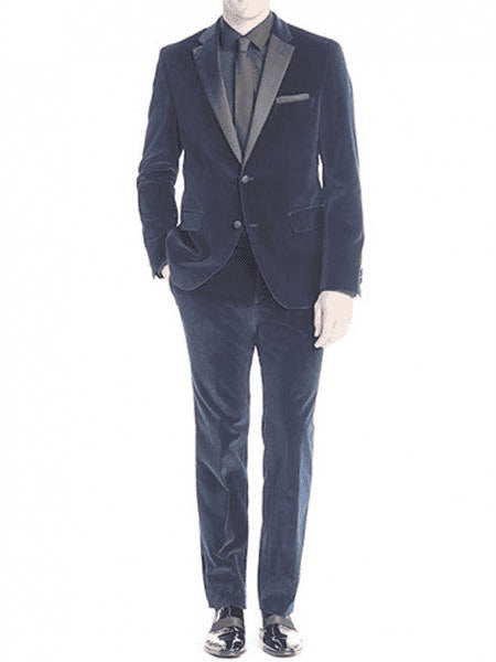 Men's Velvet Blue Tuxedo Suit