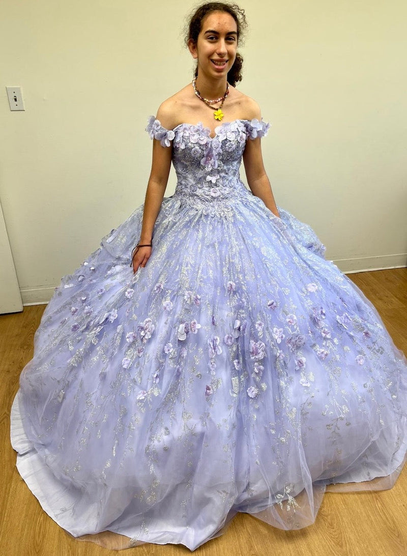 Layla K LK198 Off Shoulder Light Up Floral Quince Ball Gown