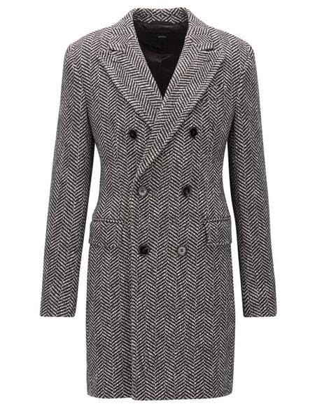 Mens Overcoat -Mens Long Wool Topcoats- Topcoat For Men-Mens Double breasted Overcoat - "Light Gray Herringbone" Double breasted Coat