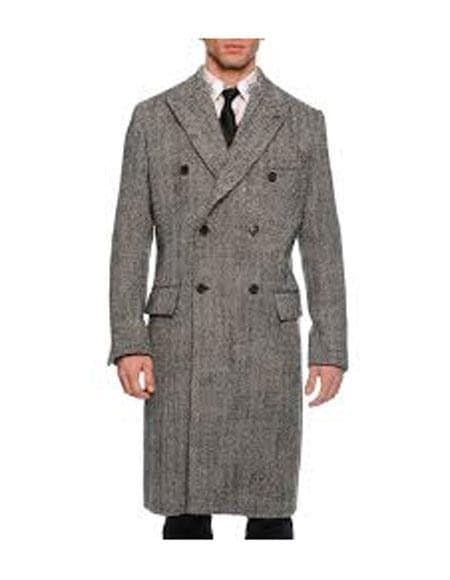 Mens Overcoat -Mens Long Wool Topcoats- Topcoat For Men-Mens Double breasted Overcoat - "Light Gray" Double breasted Coat