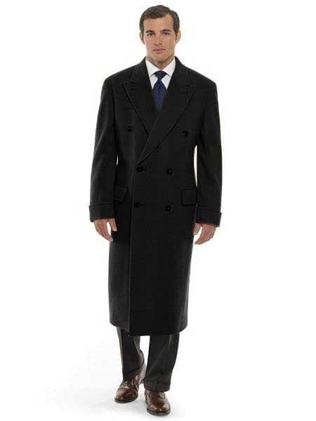 Mens Overcoat -Mens Long Wool Topcoats- Topcoat For Men-Mens Double breasted Overcoat - "Black" Double breasted Coat