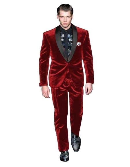 Men's Maroon Suit Shawl Lapel Men's Velvet Suit Fabric Shawl Collar Tuxedo