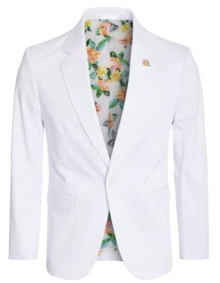 Men's Cotton Stretch Slim Fit Blazer White - AlbertoNardoniStore