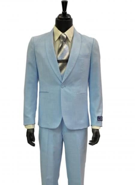 Mens Big and Tall linen Suit -Powder Blue Suit