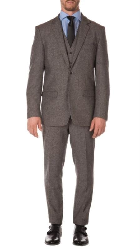 1930s Fashion Tweed ~ Herringbone Pattern  -  1930s Tuxedo - Gray Suit