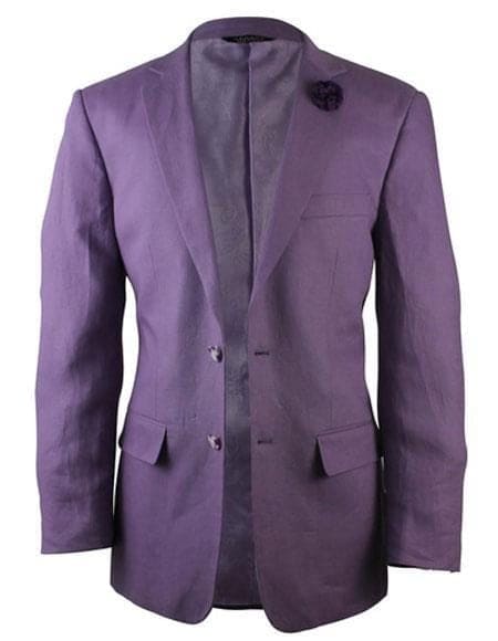 Mens Big and Tall linen Suit -Purple Suit