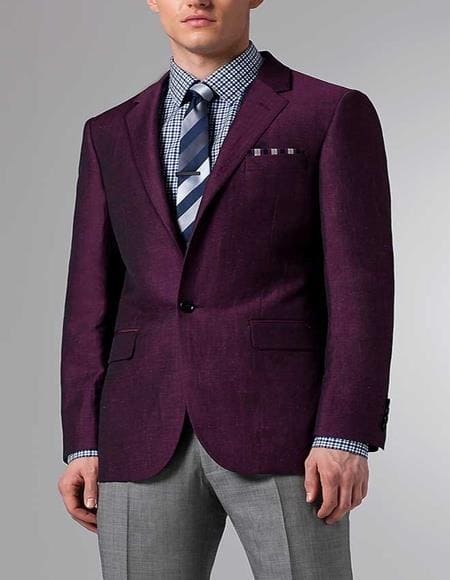 Mens Big and Tall linen Suit Burgundy Suit