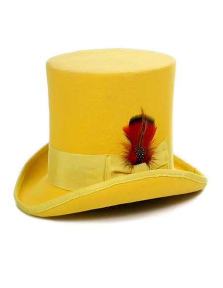 Premium Wool Yellow Top Hat ~ Tuxedo Hat