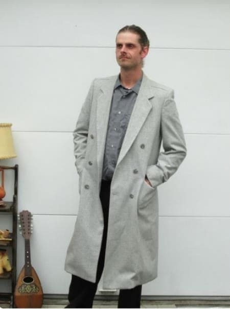 Mens Overcoat -Mens Long Wool Topcoats- Topcoat For Men-Mens Double breasted Overcoat - "White Gray" Double breasted Coat