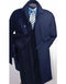 Mens Overcoat -Mens Long Wool Topcoats- Topcoat For Men-Navy Blue Men's Full Length Wool Overcoat Belted Wool Overcoat